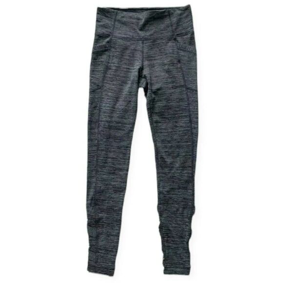Athleta Cut Out Criss-Cross Chaturanga Ribbon Leggings In Gray Space Dye Size S - Picture 4 of 7